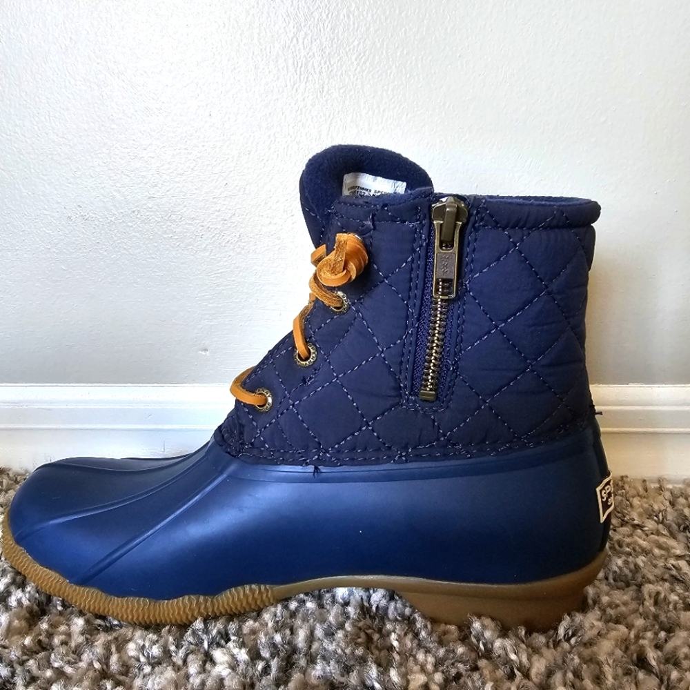 Sperry Saltwater Quilted Outdoor Duck Boots Size 7.5 Blue Hiking Camping - Picture 6 of 9